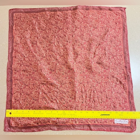 Sally Gee Fall Square Scarf Wrap Red Orange - Picture 10 of 12